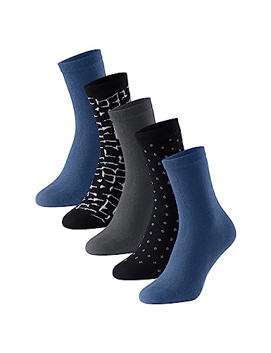 Schiesser Damen 5 Pack Strümpfe-Stay Fresh Klassische Socken, schwarz gemustert, 39/42 von Schiesser