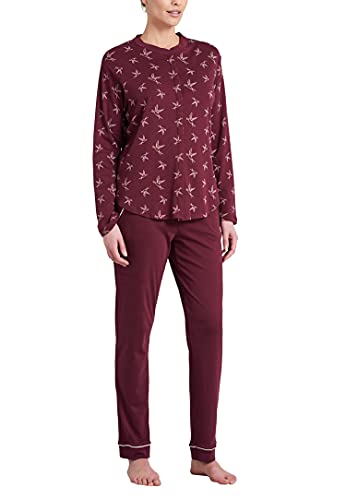 Schiesser Damen Anzug Lang 161098 Zweiteiliger Schlafanzug, Aubergine, 38 von Schiesser