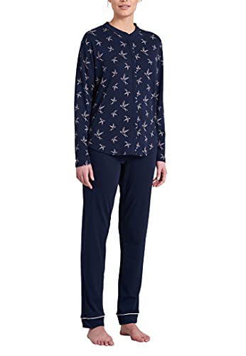 Schiesser Damen Anzug Lang 161098 Zweiteiliger Schlafanzug, Himmel Blau, 40 von Schiesser