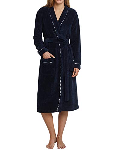 Schiesser Damen Badjas, 110 cm Bademantel, Blau (Nachtblau 804), 42 EU von Schiesser