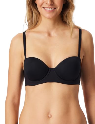 Schiesser Damen Bandeau abnehmbaren Trägern und gleitenden Cups Single Jersey-Unique Micro BH, schwarz_181449, 80 / C von Schiesser