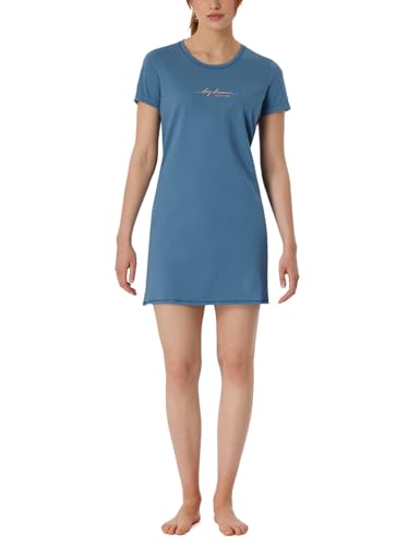 Schiesser Damen Bigshirt Kurzarm-Nachtwäsche Nachthemd, blaugrau_181252, 50 von Schiesser