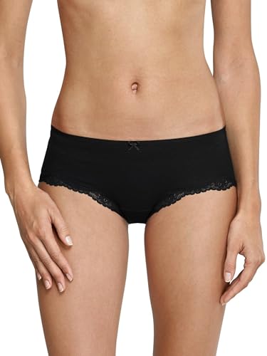 Schiesser Damen Hipster Mit Spitze - Pure Cotton Bikinislip, Schwarz_157413, 38 EU von Schiesser