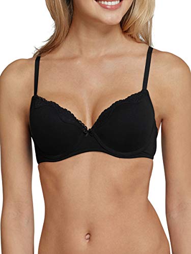 Schiesser Damen Bügel Mit Schale Und Spitze - Pure Cotton BH, Schwarz_157412, 80C EU von Schiesser