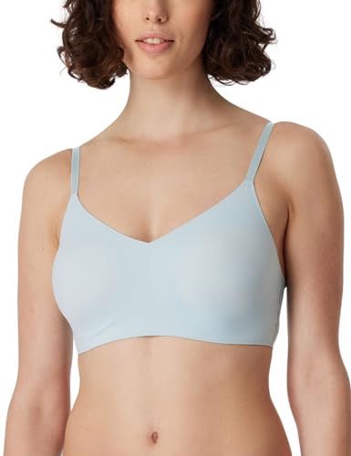 Schiesser Damen Bustier Spaghettiträger mit herausnehmbaren Pads-Invisible Soft Sport-BH, Bluebird_179821, 38 von Schiesser