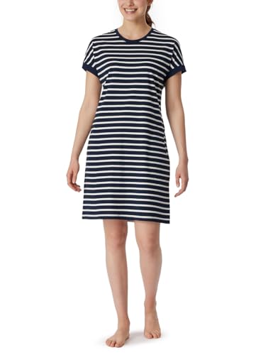 Schiesser Damen Nachthemd Kurzarm weiche Baumwolle Bigshirt mit Taschen - Nightwear, Nachtblau_181251, 38 von Schiesser