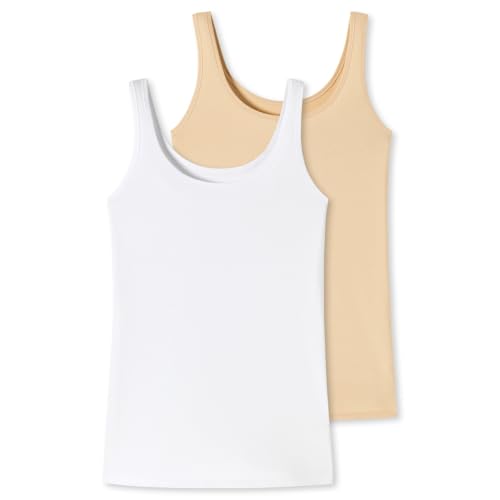 Uncover by Schiesser - Cotton - Unterhemd/Top - 2er Pack (L Weiß/Sand) von Uncover by Schiesser