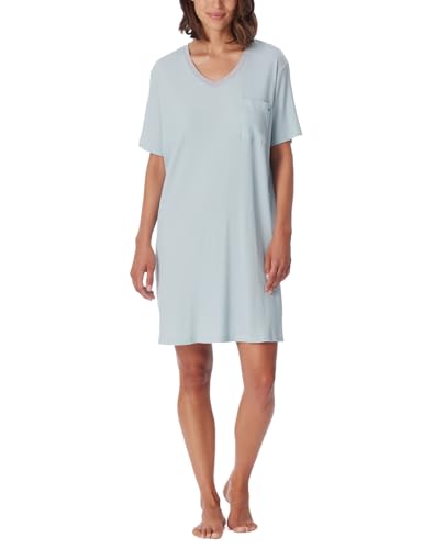 Schiesser Damen Kurzarm Baumwolle Modal Sleepshirt Bigshirt-Nightwear Nachthemd, Bluebird_181239, 40 von Schiesser