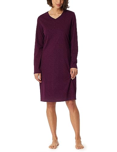 Schiesser Damen Langarm 100% Baumwolle Sleepshirt Bigshirt 100 cm Länge-Nightwear Nachthemd, Pflaume, 36 von Schiesser