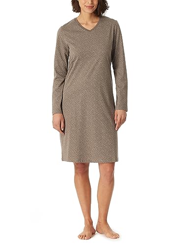 Schiesser Damen Langarm 100% Baumwolle Sleepshirt Bigshirt 100 cm Länge-Nightwear Nachthemd, Taupe, 36 von Schiesser