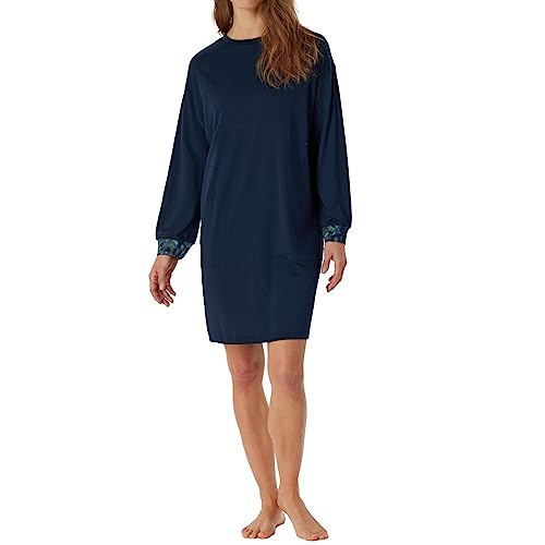 Schiesser Damen Langarm Baumwolle Modal Sleepshirt mit Taschen Bigshirt-Nightwear Nachthemd, Nachtblau, 40 von Schiesser