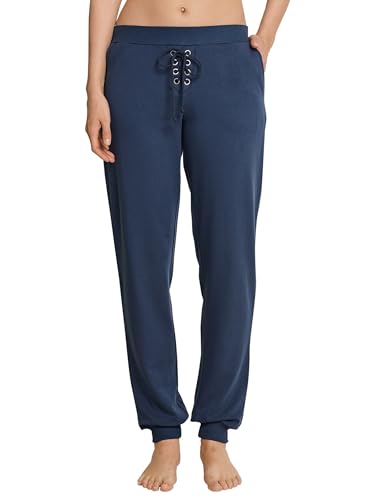 Schiesser Damen Lange Schlafanzughose Loungehose Sweathose Lang - 162975, Größe Damen:40, Farbe:blaugrau von Schiesser