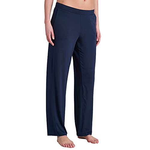 Schiesser Damen Schlafhose lang Lounge Marleneschnitt Modal-Mix + Relax Pyjamaunterteil, blau_175482, 40 von Schiesser