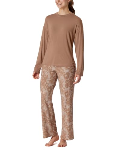 Schiesser Damen Langer Schlafanzug Pyjama Lang - 181226, Größe Damen:46, Farbe:Clay von Schiesser