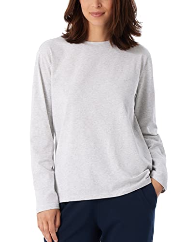 Schiesser Damen Schlafshirt langarm Baumwolle - Mix + Relax, grau-mel._179273, 48 von Schiesser