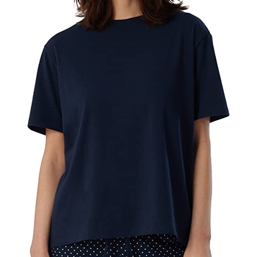 Schiesser Damen Schlafshirt Kurzarm Baumwolle - Mix + Relax Pyjamaoberteil, Dunkelblau_179267, 48 Große Größen EU von Schiesser
