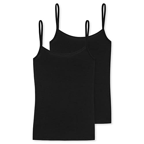 Schiesser Damen 2 Pack Spaghettitop Unterhemd-Modal Essentials Unterwäsche, blickdicht, schwarz_162895, 36 (2er Pack) von Schiesser