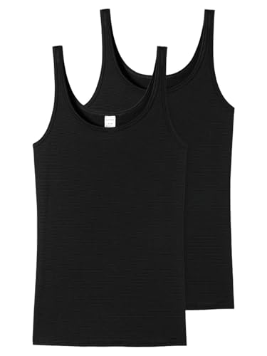 Schiesser Damen 2 Pack Trägertop Unterhemd - Modal Essentials Unterwäsche, Schwarz_162896, 40 EU von Schiesser