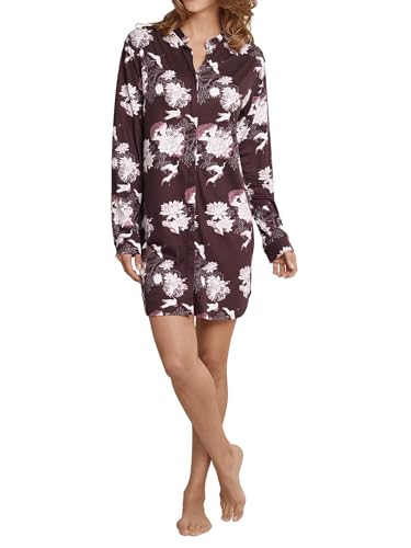 Schiesser Damen Nachthemd Langarm 1/1 Arm 100cm Box - 158730, Größe Damen:40, Farbe:Dunkelbraun von Schiesser