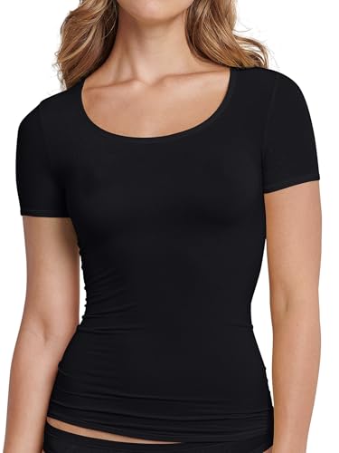 Schiesser Damen Shirt Halbarm - Personal Fit Unterhemd, Schwarz_155413, L EU von Schiesser
