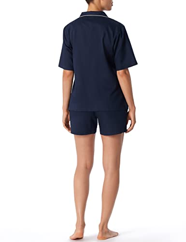 Schiesser Damen Pyjama Kurz Pyjamaset, Hellblau Weißes Piping, 46 von Schiesser