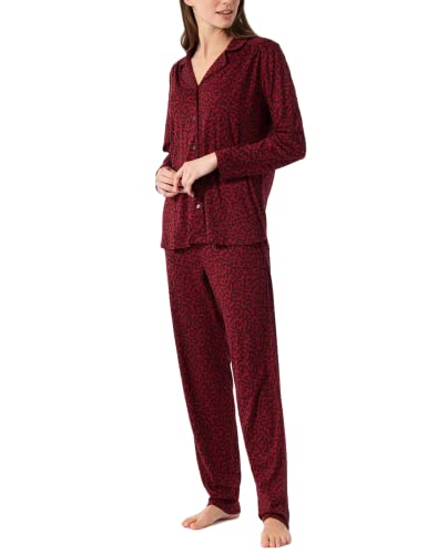 Schiesser Damen Pyjama Lang Pyjamaset, Burgund, 44 von Schiesser