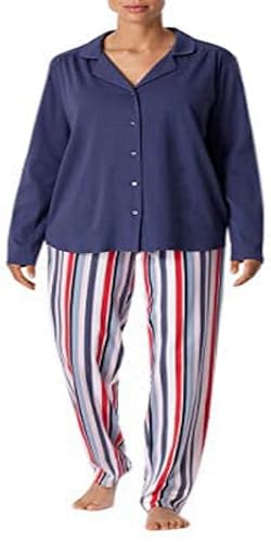 Schiesser Damen Pyjama Lang Pyjamaset, Jeansblau, 38 von Schiesser