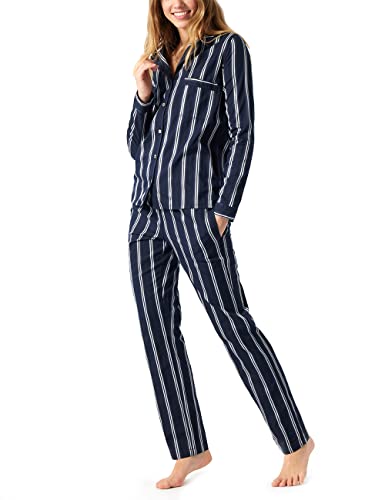 Schiesser Damen Pyjama Lang Pyjamaset, blau, 44 von Schiesser