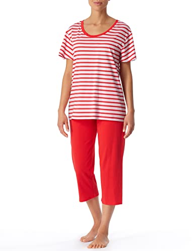 Schiesser Damen Schlafanzug 3/4, 1/2 Arm Pyjamaset, rot gestreift, 36 von Schiesser