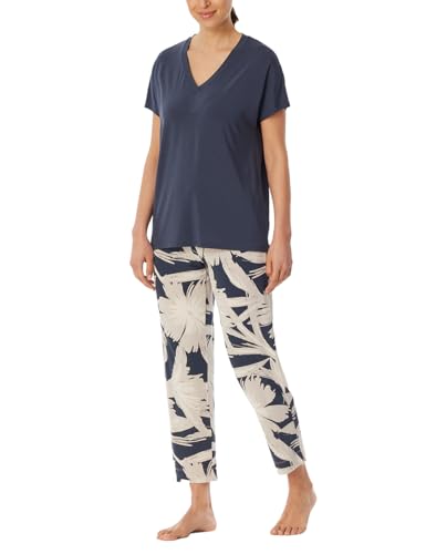 Schiesser Damen Schlafanzug 7/8 Hose Kurzarm-Selected Premium Pyjamaset, Graphit_182540, 38 von Schiesser