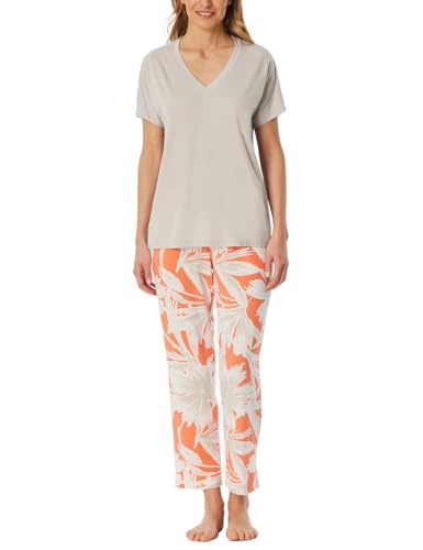 Schiesser Damen Schlafanzug 7/8 Hose Kurzarm-Selected Premium Pyjamaset, grau-Jaspe_182540, 48 von Schiesser
