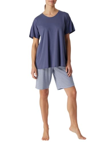 Schiesser Damen Schlafanzug Kurz Pyjamaset, Blau Gepunktet, 40 von Schiesser