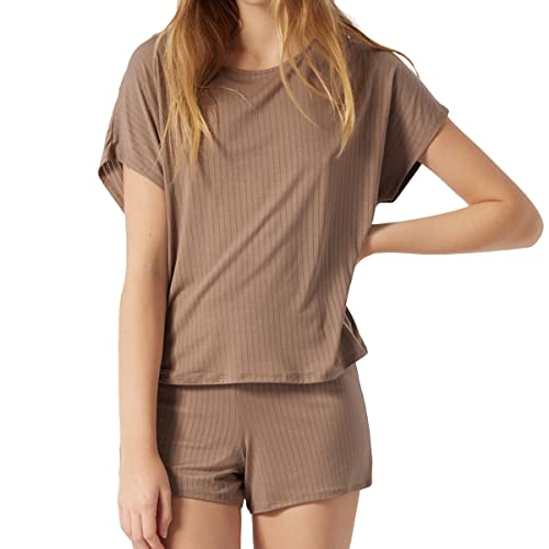 Schiesser Damen Schlafanzug Kurz Pyjamaset, Braun, 46 von Schiesser