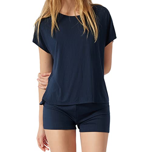 Schiesser Damen Schlafanzug Kurz Pyjamaset, Dunkelblau, 44 von Schiesser