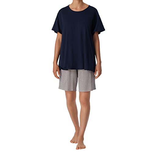 Schiesser Damen Schlafanzug Kurz Pyjamaset, Dunkelblau Gemustert, 46 Schiesser Damen Schlafanzug Kurz Pyjamaset, Dunkelblau Gemustert, 46 von Schiesser