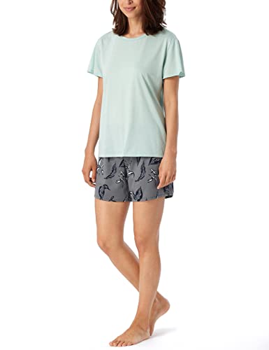 Schiesser Damen Schlafanzug Kurz Pyjamaset, Jade Floral, 38 von Schiesser