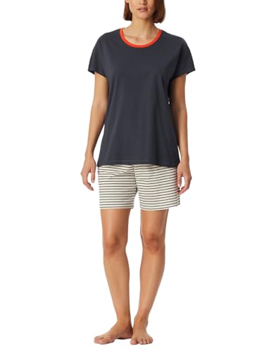 Schiesser Damen Schlafanzug Kurze Hose Kurzarm-Casual Essentials Pyjamaset, Graphit_181253, 38 von Schiesser