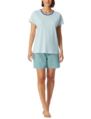 Schiesser Damen Schlafanzug Kurze Hose Kurzarm-Casual Essentials Pyjamaset, Jade_181253, 50 von Schiesser