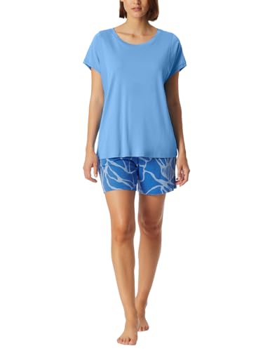Schiesser Damen Schlafanzug Kurze Hose Kurzarm-Modern Nightwear Pyjamaset, hellblau_182546, 36 von Schiesser