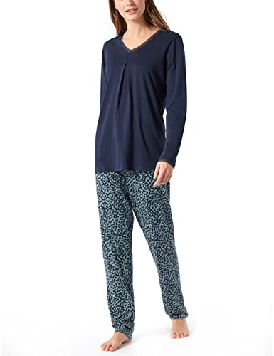 Schiesser Damen Schlafanzug Lang 1 Pyjamaset, Dunkelblau-blau I, 48 von Schiesser