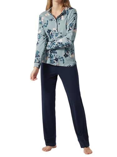 Schiesser Damen Schlafanzug Lang 1 Pyjamaset, Graublau Ii, 44 von Schiesser
