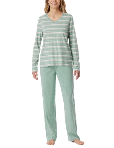 Schiesser Damen Schlafanzug Lang Baumwolle-Nightwear Pyjamaset, Grün-Mel_181756, 48 von Schiesser
