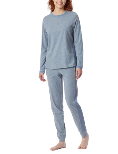 Schiesser Damen Schlafanzug Lang Baumwolle-Nightwear Pyjamaset, Jeans-Mel_181242, 46 von Schiesser