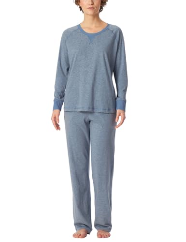 Schiesser Damen Schlafanzug Lang Baumwolle-Nightwear Pyjamaset, Jeans-Mel_181905, 40 von Schiesser