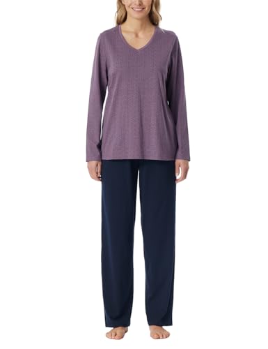 Schiesser Damen Schlafanzug Lang Baumwolle-Nightwear Pyjamaset, Malve_181986, 40 von Schiesser
