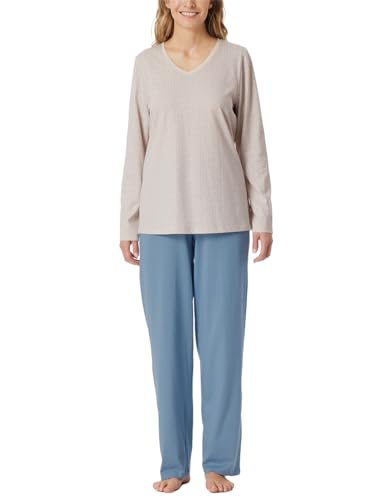 Schiesser Damen Schlafanzug Lang Baumwolle-Nightwear Pyjamaset, Sand_181986, 42 von Schiesser