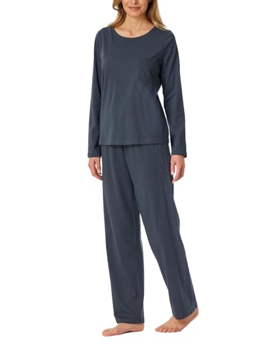 Schiesser Damen Schlafanzug Lange Hose Langarm-Casual Nightwear Pyjamaset, Graphit_182538, 48 von Schiesser