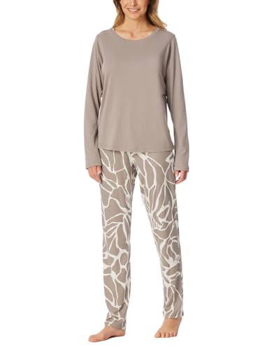 Schiesser Damen Schlafanzug Lange Hose Langarm-Modern Nightwear Pyjamaset, Clay_182547, 48 von Schiesser