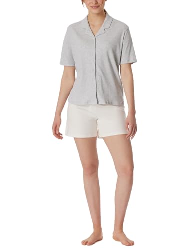 Schiesser Damen Schlafanzug Pyjama geknöpft kurz Baumwolle Modal Mix-Nightwear Pyjamaset, grau-Mel_181240, 42 von Schiesser