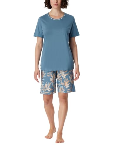 Schiesser Damen Schlafanzug Set kurz Baumwolle Modal-Nightwear Pyjamaset, blaugrau_181235, 38 von Schiesser